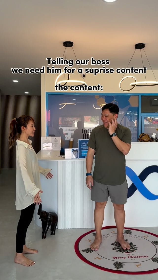 Asked the boss to join a ‘quick content’… ended up with the cutest moment 😂 #phuket #infinityfitnes