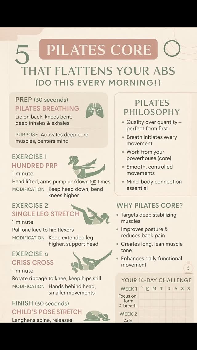 5 pilates core that flatten your abs