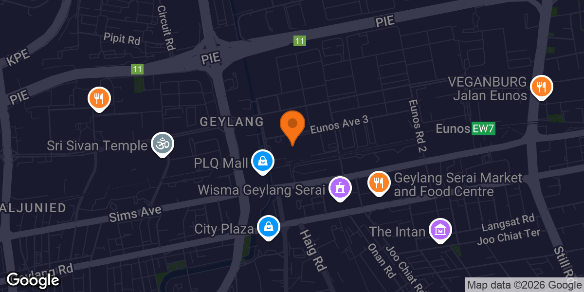Map showing 24XFITNESS SINGPOST PAYA LEBAR