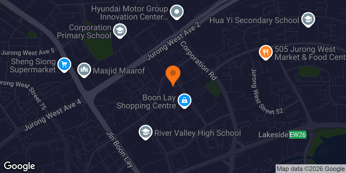 Map showing ActiveSG Hockey Village @ Boon Lay