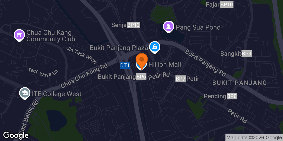 Map showing Amore Fitness & Define Hillion