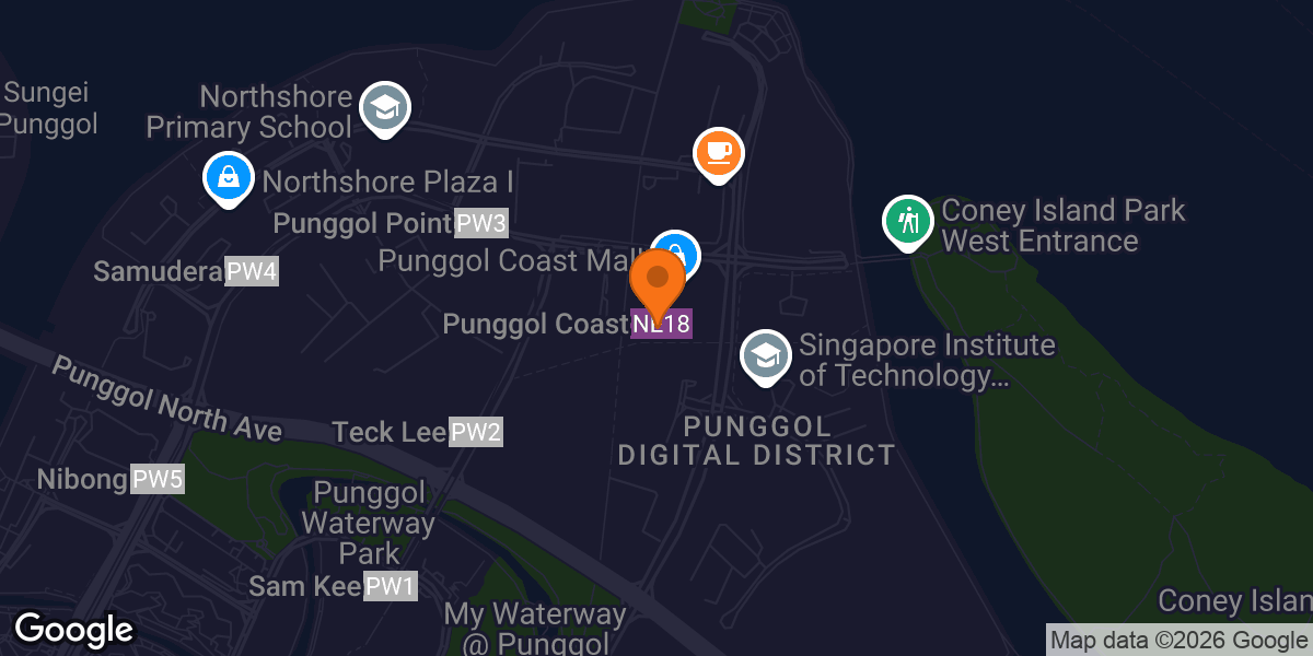 Map showing Amore Fitness & Define Punggol Coast Mall