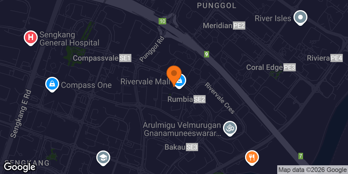 Map showing Anytime Fitness Sengkang Rivervale