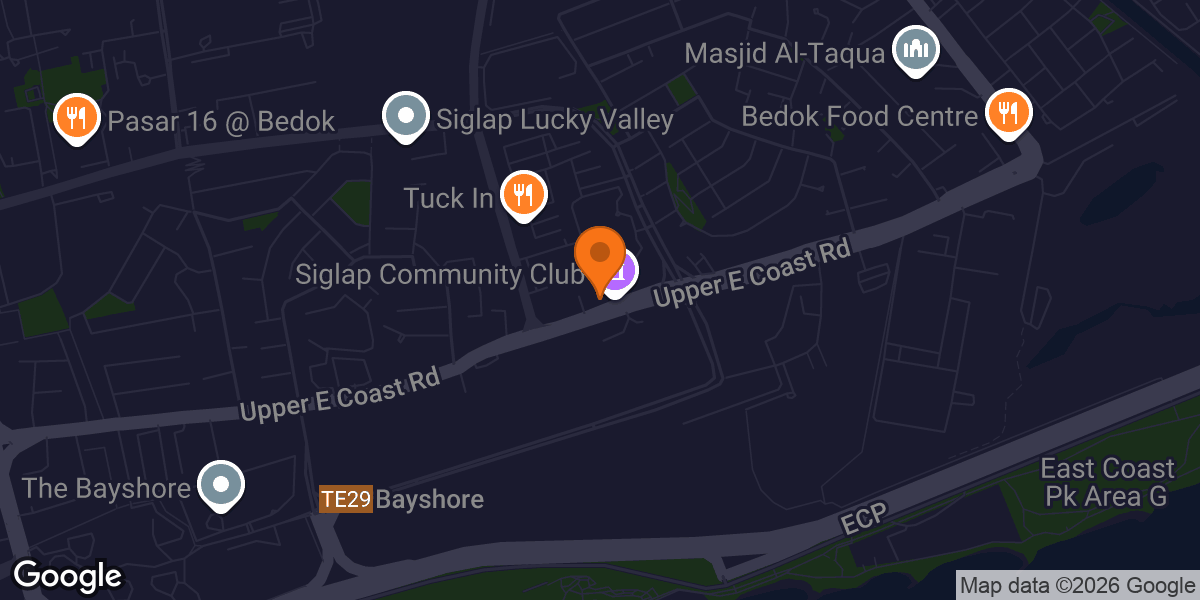 Map showing Anytime Fitness Siglap CC