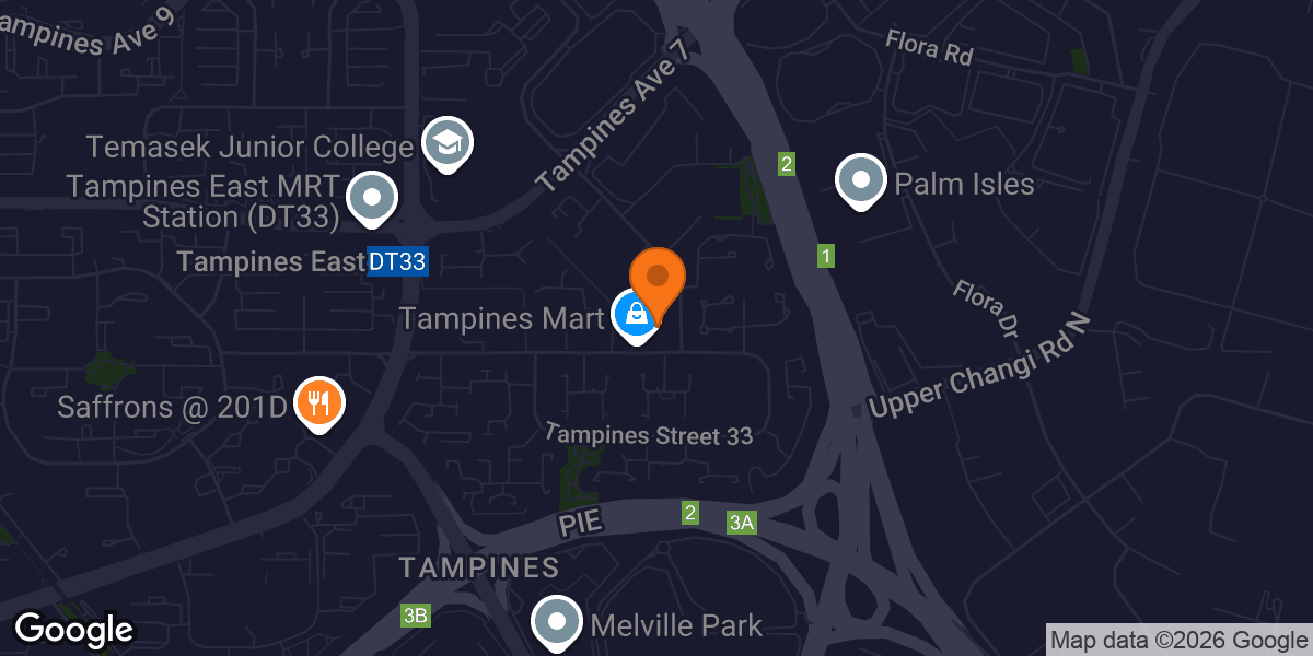 Map showing Anytime Fitness Tampines East