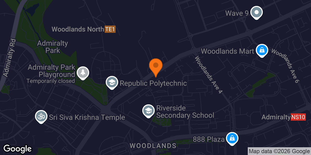Map showing Anytime Fitness Woodlands North