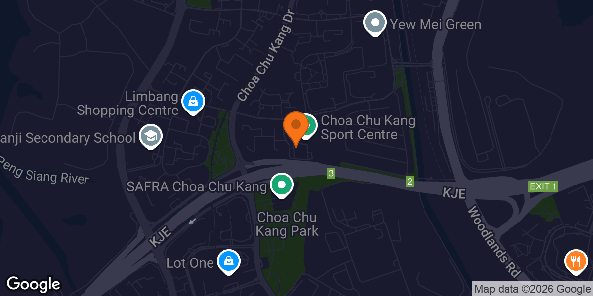Map showing Choa Chu Kang ActiveSG Gym