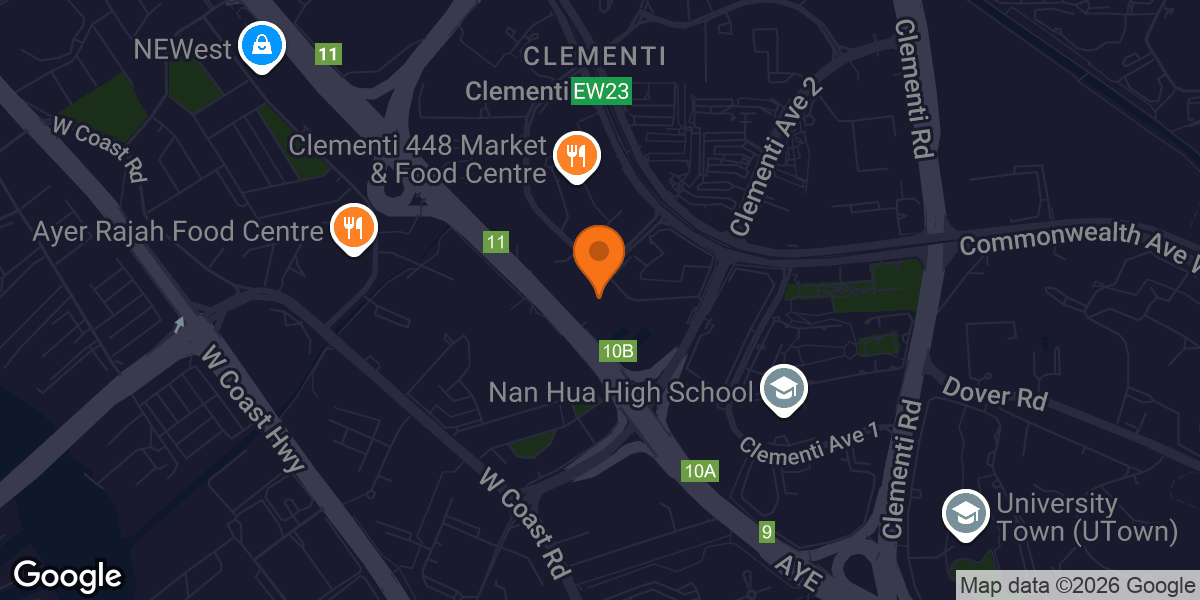 Map showing Clementi ActiveSG Gym