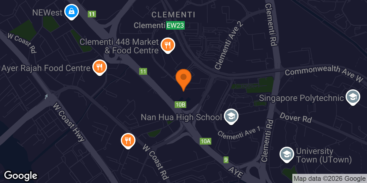 Map showing Clementi Swimming Complex