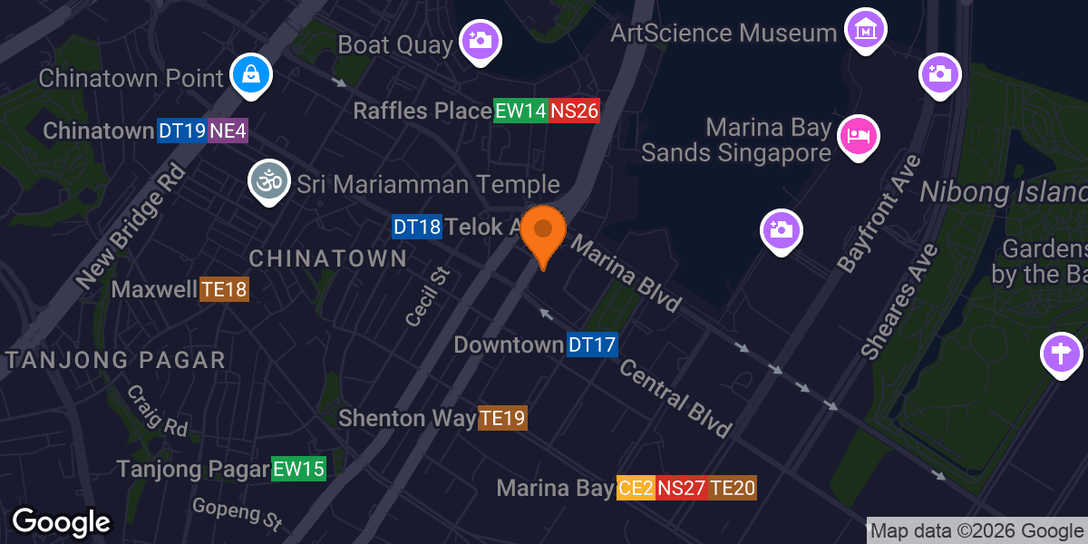 Map showing Fitness First @ One Raffles Quay