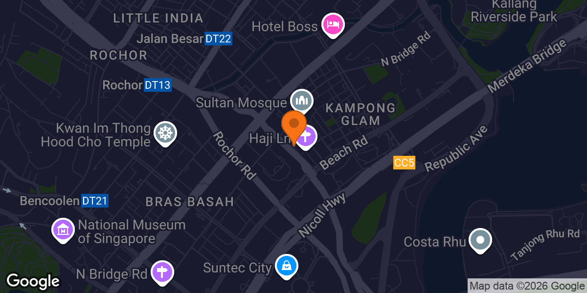 Map showing Gold's Gym Personal Training - Bugis