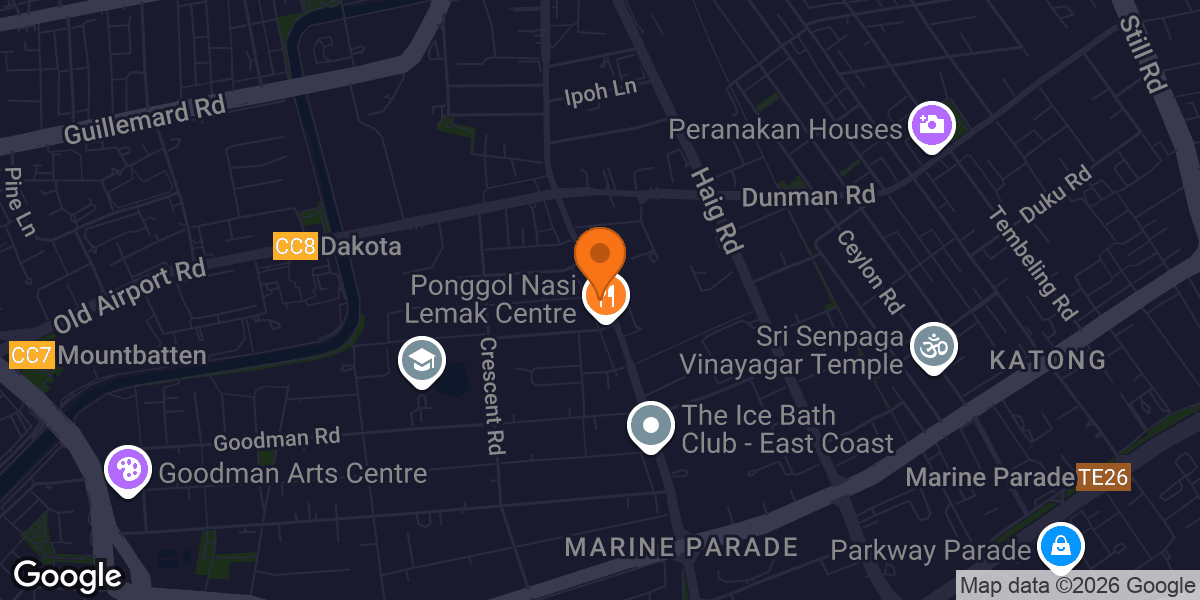 Map showing Gold's Gym Personal Training - Tanjong Katong