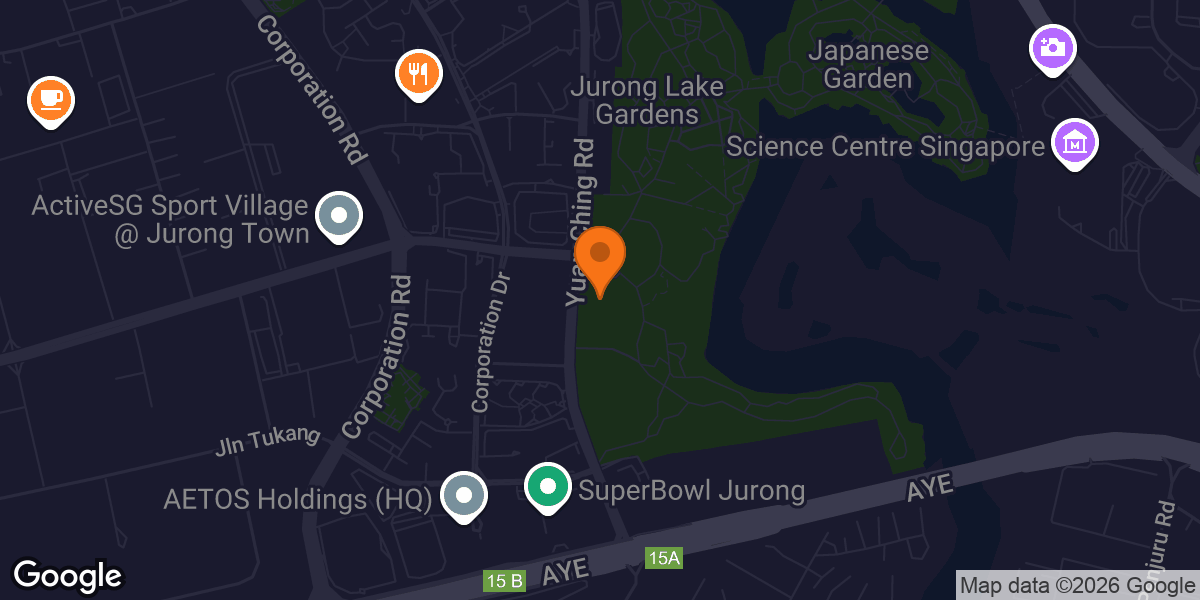 Map showing Jurong Lake Gardens ActiveSG Gym