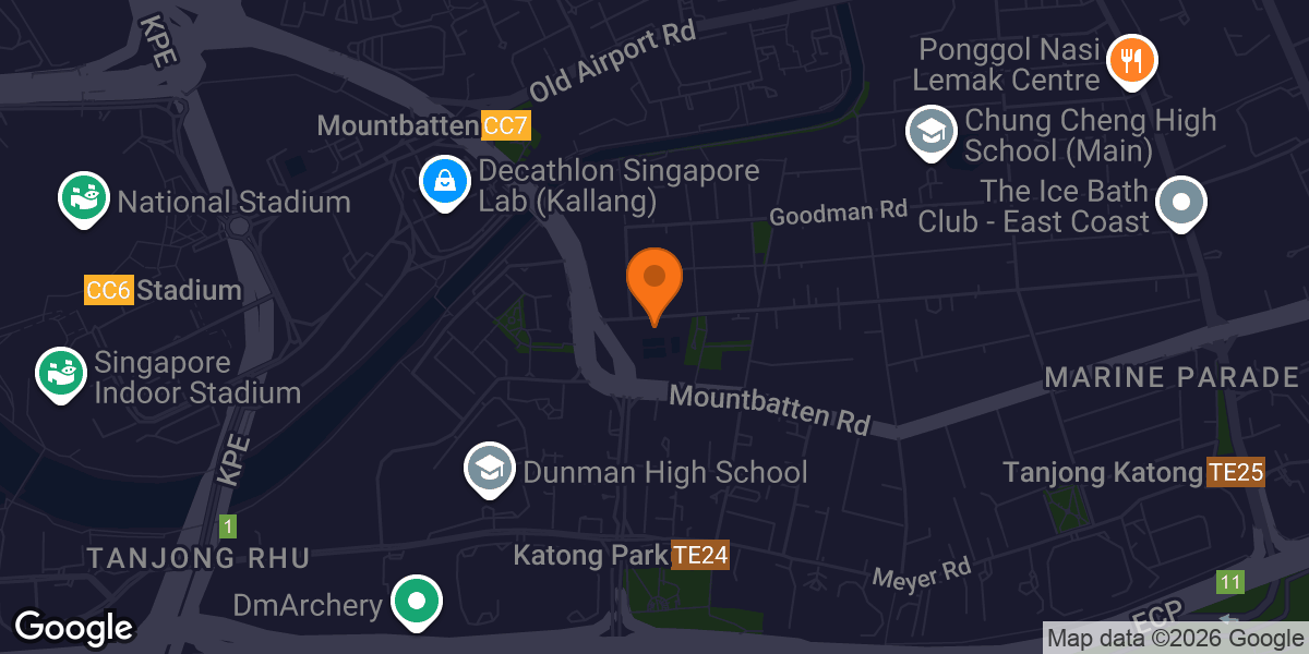 Map showing Katong ActiveSG Gym