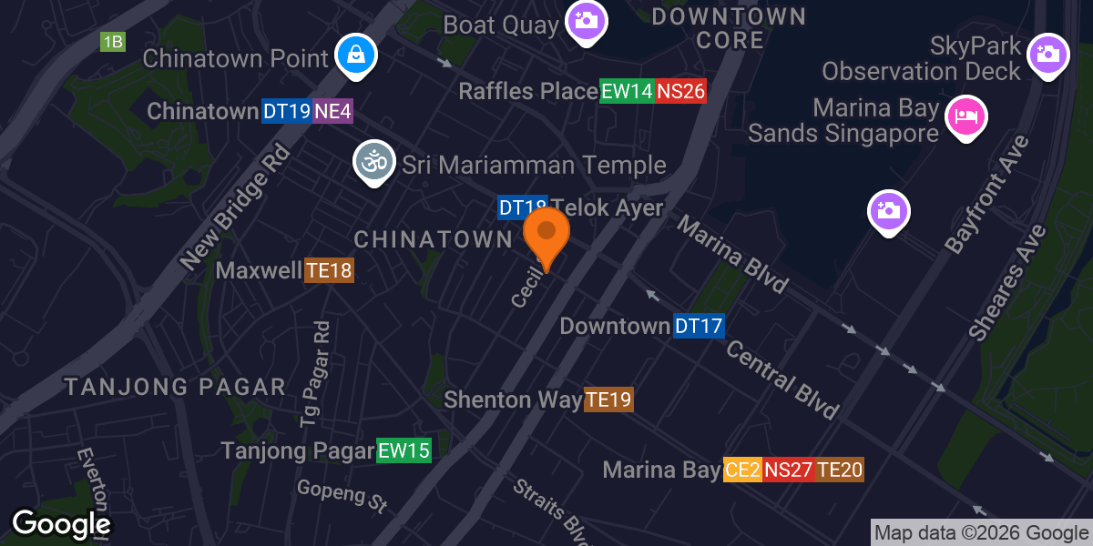 Map showing PEAK Gym Singapore