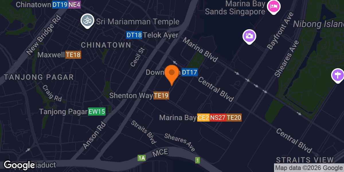 Map showing PURE Fitness Asia Square