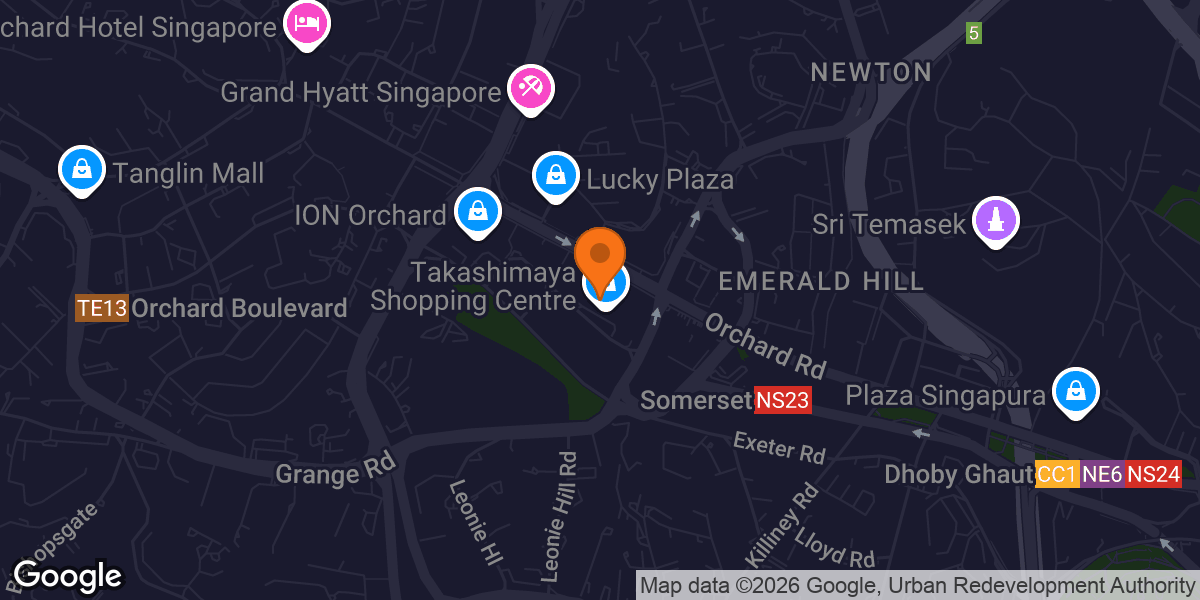 Map showing PURE Fitness Ngee Ann City