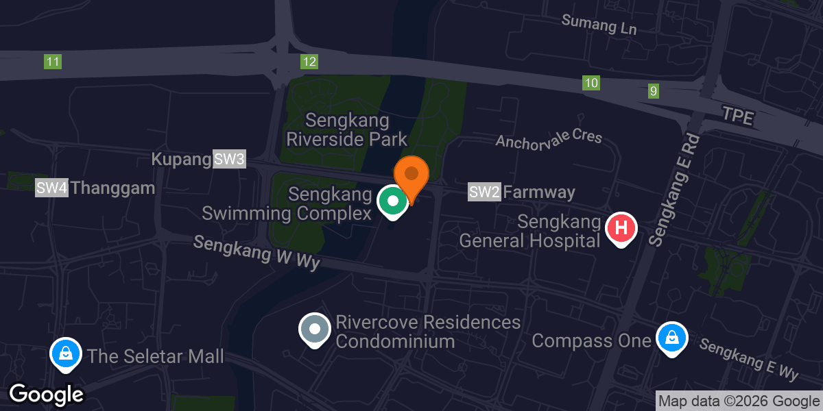 Map showing Sengkang Sport Centre