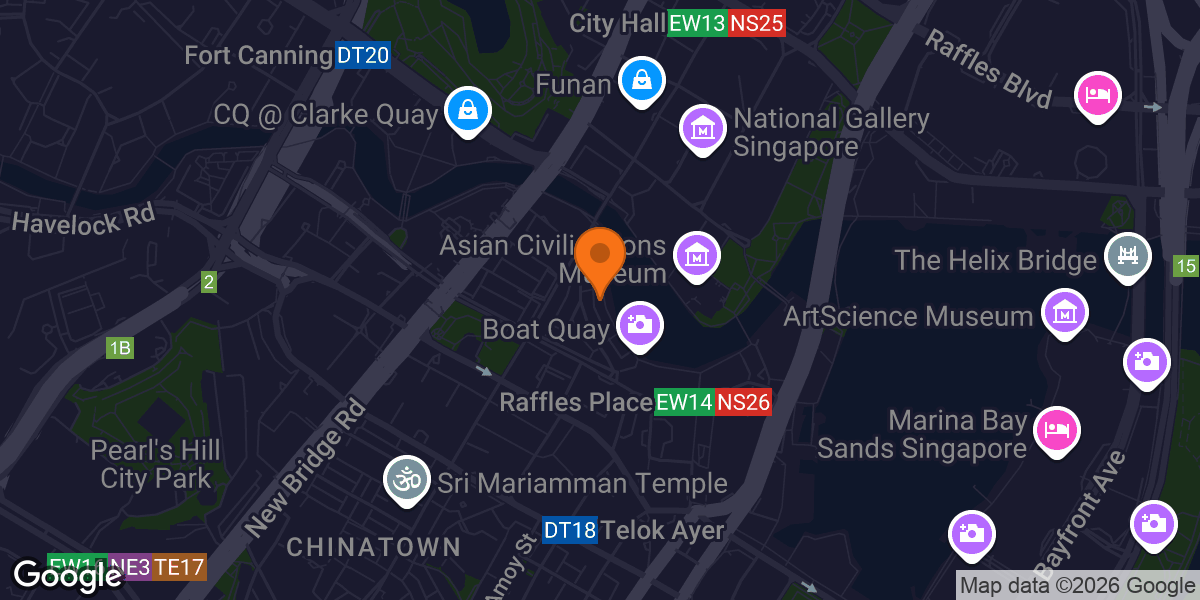 Map showing Sweatbox Raffles Place