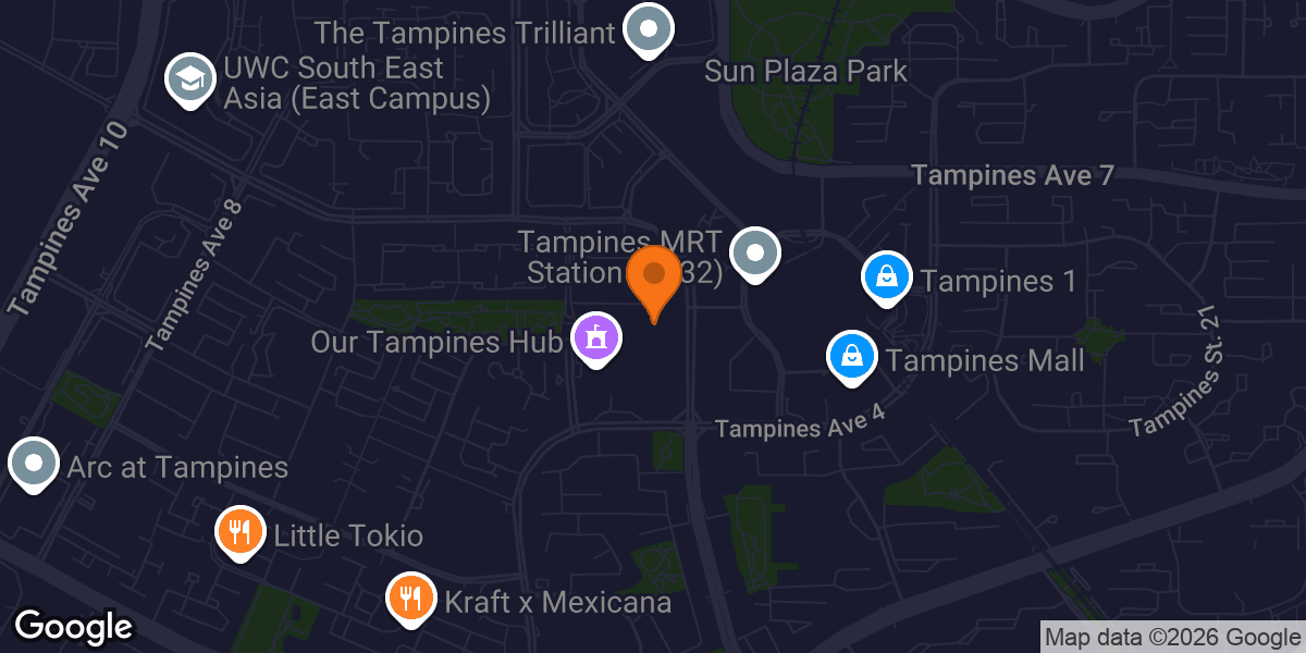 Map showing Tampines ActiveSG Gym