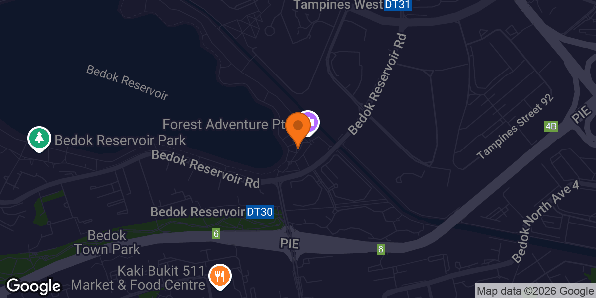 Map showing The Gym Pod @ Bedok Reservoir Park