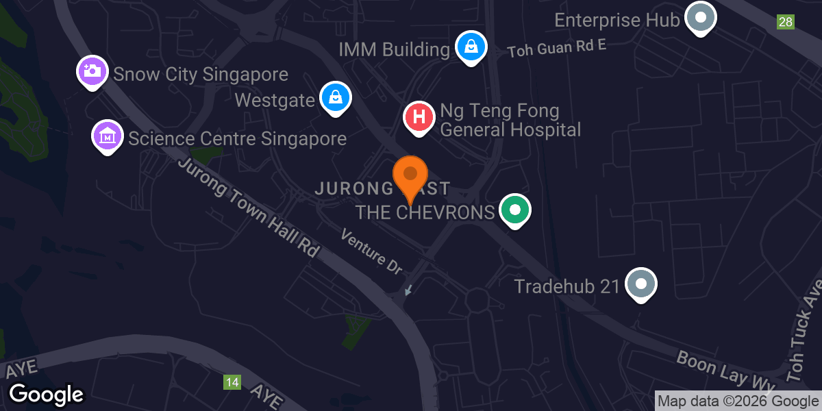 Map showing The Yard Gymnastics Jurong