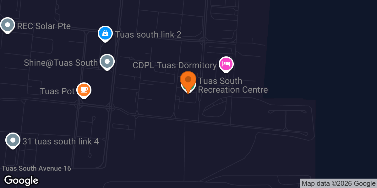 Map showing Tuas South Recreation Centre