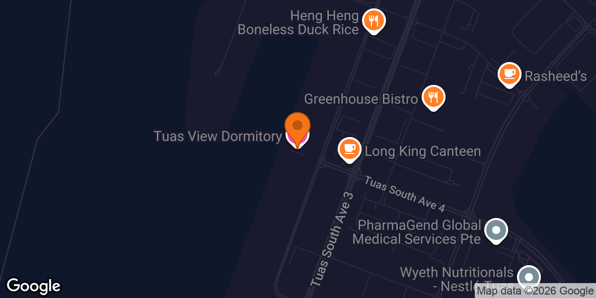 Map showing Tuas View Dormitory