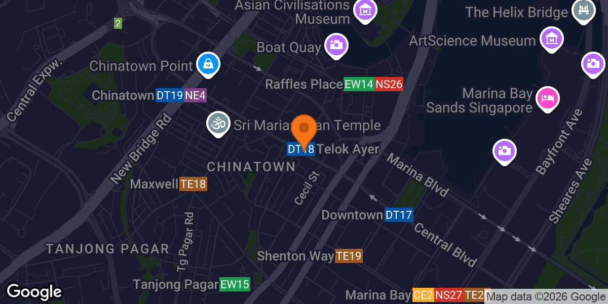 Map showing Ultimate Performance Personal Trainers Singapore CBD