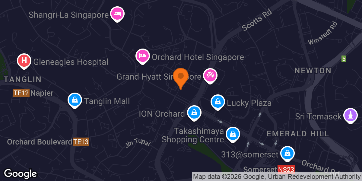 Map showing Ultimate Performance Personal Trainers Singapore Orchard