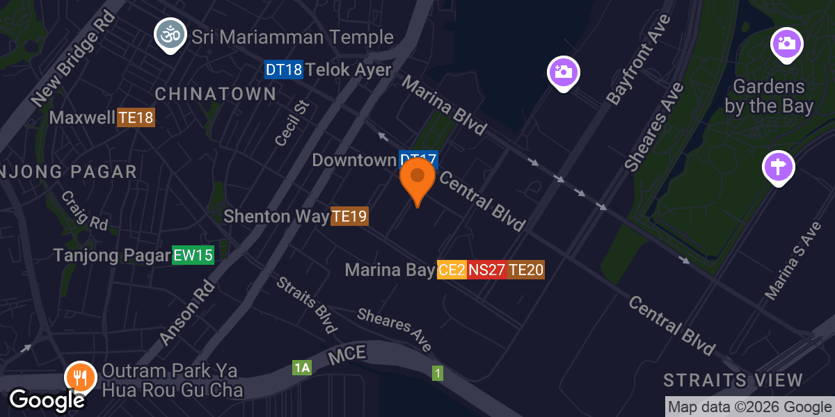 Map showing Virgin Active Marina One