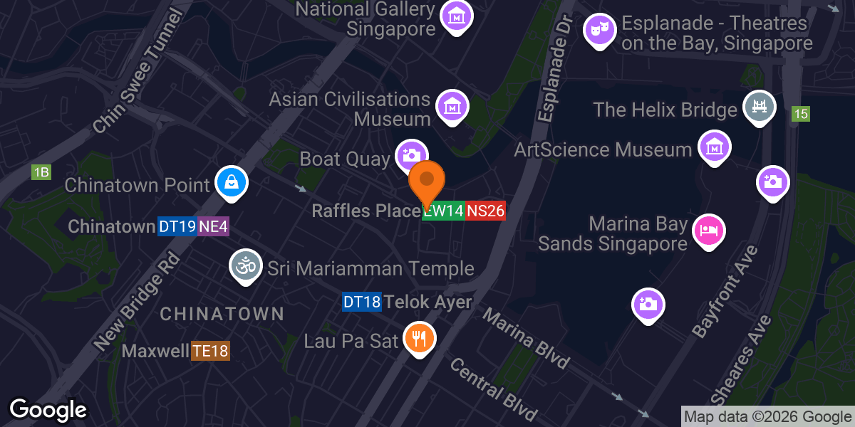 Map showing Virgin Active Raffles Place