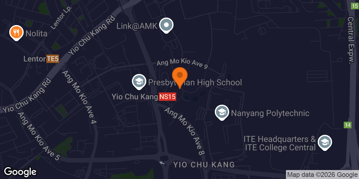 Map showing Yio Chu Kang ActiveSG Gym