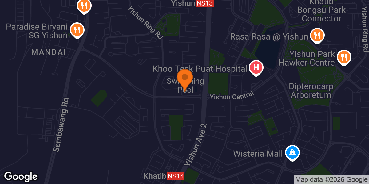 Map showing Yishun Swimming Complex
